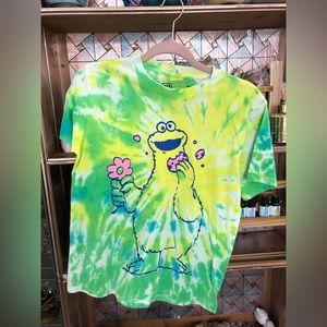 Sesame Street Cookie Monster shirt tie die green T-shirt